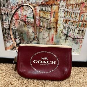 Coach Maroon Wristlet with Logo